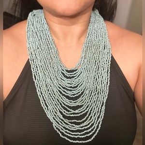 Turquoise blue green aqua beaded Statement Necklace